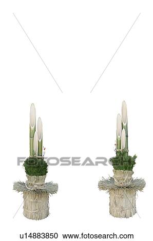 Stock Image - Kodomatsu's ornaments with bamboo and pine needles. Fotosearch