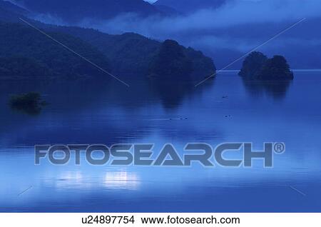 Lake Akimoto in the morning, Kitashiobara village, Fukushima prefecture, Japan View Large Photo Image Picture - Lake Akimoto in the morning, Kitashiobara village, Fukushima prefecture, Japan. Fotosearch