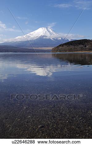Stock Photo - Lake Yamanakako and Mt. Fuji. Fotosearch