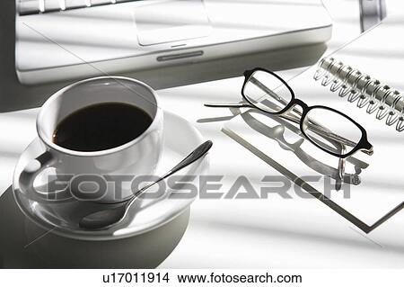 Picture - Laptop, Coffee and Glasses. Fotosearch