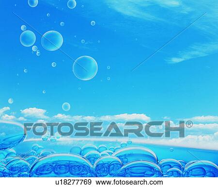 Stock Photo - Large group of bubbles and sky. Fotosearch