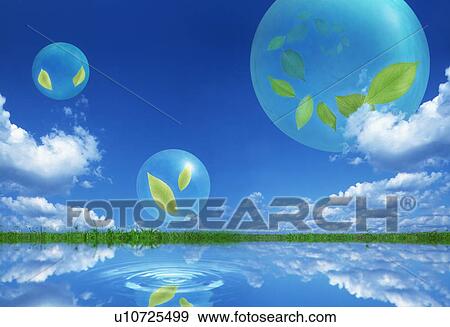 Leaves floating in bubbles View Large Photo Image Stock Photo - Leaves floating in bubbles. Fotosearch