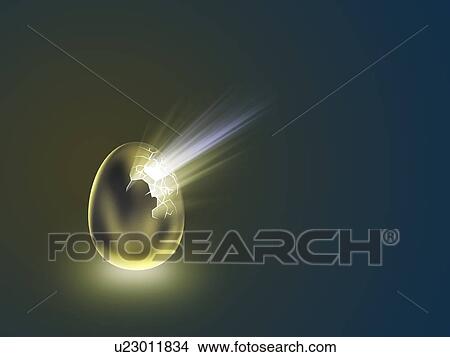 Light coming out of cracked golden egg View Large Photo Image Picture - Light coming out of cracked golden egg. Fotosearch
