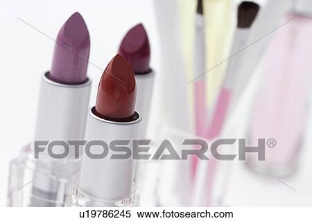 Lipsticks and Make-Up Brushes View Large Photo Image Stock Photography - Lipsticks and Make-Up Brushes. Fotosearch