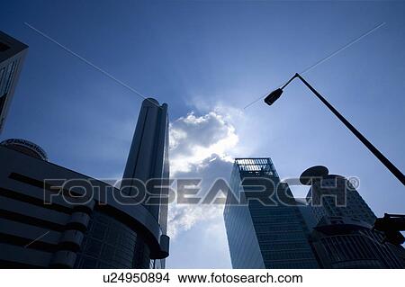 Picture - Low Angle View of Skyscrapers. Kita-ku, Osaka, Japan. Fotosearch