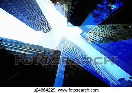 Stock Photo - Low Angle View of Skyscrapers. Kita-ku, Osaka, Japan. Fotosearch