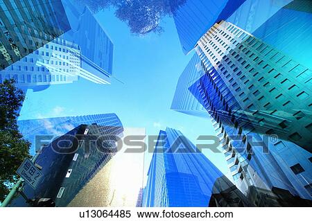 Stock Photography - Low Angle View of Skyscrapers. Kita-ku, Osaka, Japan. Fotosearch