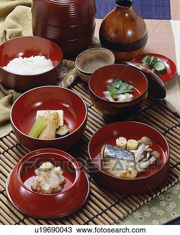 Stock Image - Lunch in Shingen Bento container. Fotosearch