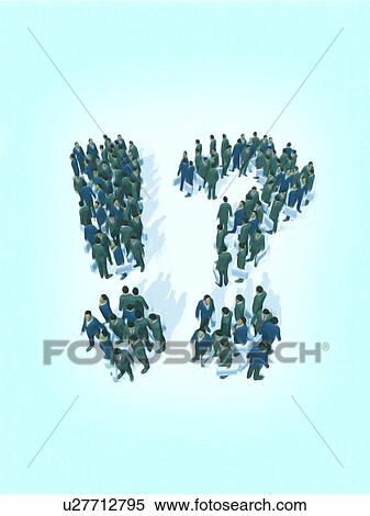 Stock Photography - Male figurine creating exclamation point and question mark . Fotosearch