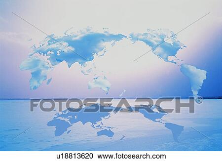 Map of earth over snowy landscape View Large Photo Image Stock Image - Map of earth over snowy landscape. Fotosearch