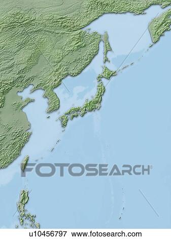 Stock Photo - Map of Japan, blue background. Fotosearch