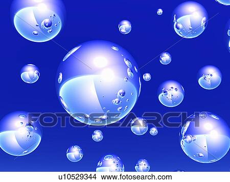 Picture - Metallic Spheres on a Blue Background. Fotosearch