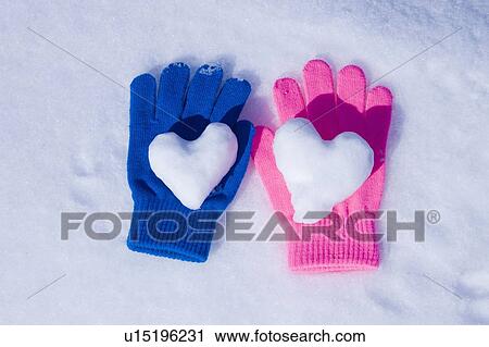 Mittens on the Snow with Lovehearts View Large Photo Image Stock Image - Mittens on the Snow with Lovehearts. Fotosearch