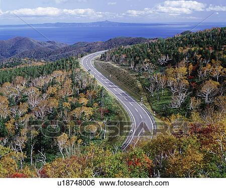 Mountain road in autumn, Hokkaido prefecture, Japan View Large Photo Image Stock Photograph - Mountain road in autumn, Hokkaido prefecture, Japan. Fotosearch