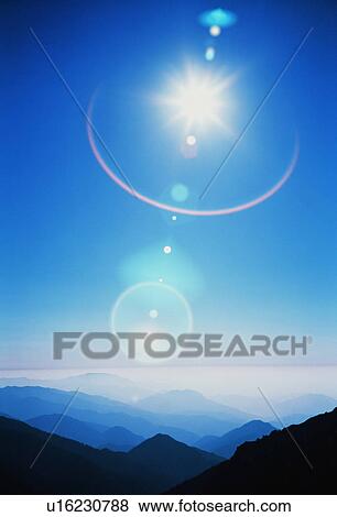 Stock Photo - Mountains underneath a clear sky. Fotosearch