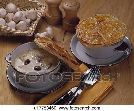 Stock Image - Mushroom Soup with Puff. Fotosearch