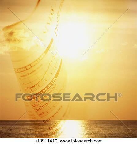 Stock Image - Newspaper and sunset. Fotosearch