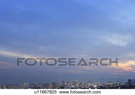 Stock Photography - Nightfall Over City. Fotosearch