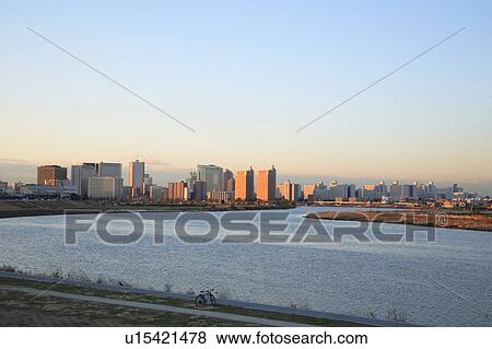Office buildings and Tama river, Kawasaki city, Kanagawa prefecture, Japan View Large Photo Image Stock Photo - Office buildings and Tama river, Kawasaki city, Kanagawa prefecture, Japan. Fotosearch