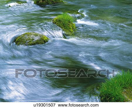 Stock Photo - Oirase River, blurred motion, long exposure, Towada city, Aomori prefecture, Japan. Fotosearch