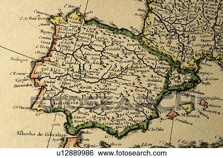 Stock Photograph - Old map of Spain. Fotosearch