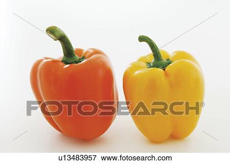 Orange and yellow bell peppers View Large Photo Image Stock Photo - Orange and yellow bell peppers. Fotosearch