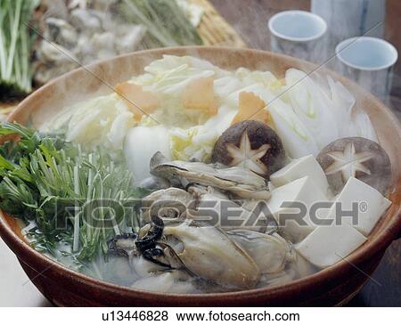 Oyster nabe (hot pot) View Large Photo Image Stock Photo - Oyster nabe (hot pot). Fotosearch