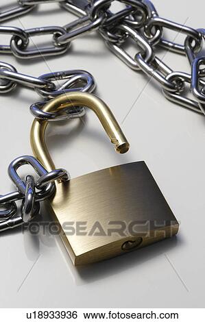 Stock Photograph - Pad lock and chain. Fotosearch