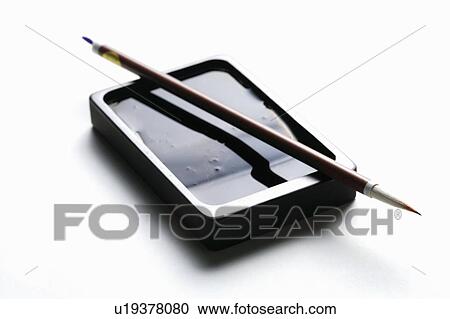 Paintbrush and ink pad, white background View Large Photo Image Stock Image - Paintbrush and ink pad, white background. Fotosearch
