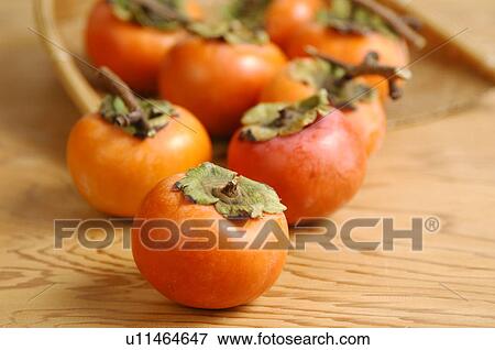 Persimmons, close up View Large Photo Image Stock Photo - Persimmons, close up. Fotosearch