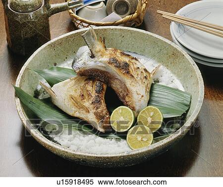 Stock Photography - Plate of grilled yellow tail. Fotosearch