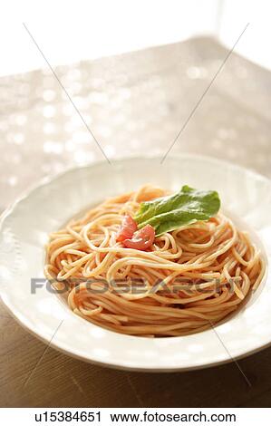 Stock Image - Plate of spaghetti with tomato sauce. Fotosearch