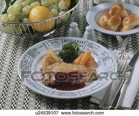 Stock Photo - Pork Saute with Apple Sauce. Fotosearch