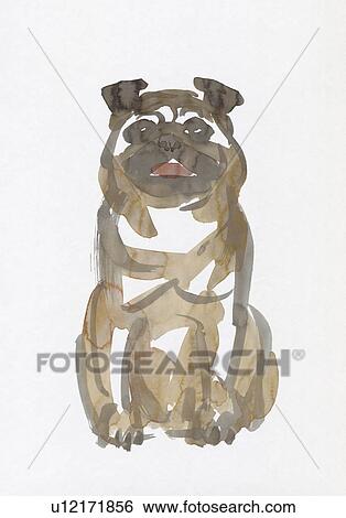 Pug, Water Color Painting View Large Photo Image Stock Photograph - Pug, Water Color Painting. Fotosearch