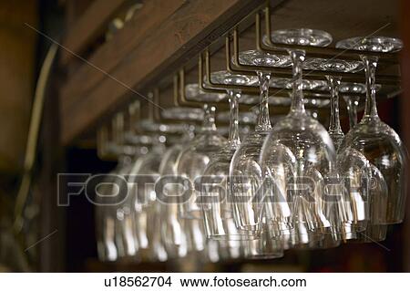 Picture - Rack of Wineglasses. Tokyo Prefecture, Japan. Fotosearch