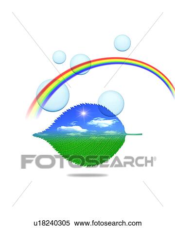 Rainbow and leaf with image of sky, computer graphic, white background View Large Photo Image Stock Photography - Rainbow and leaf with image of sky, computer graphic, white background. Fotosearch