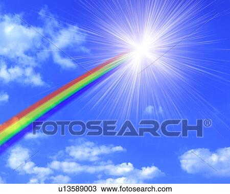 Rainbow coming out of sun View Large Photo Image Stock Image - Rainbow coming out of sun. Fotosearch