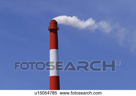 Stock Photography - Red and white smoke stack. Fotosearch