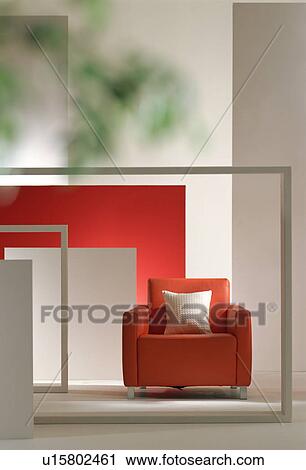 Red armchair in modern room View Large Photo Image Stock Image - Red armchair in modern room. Fotosearch