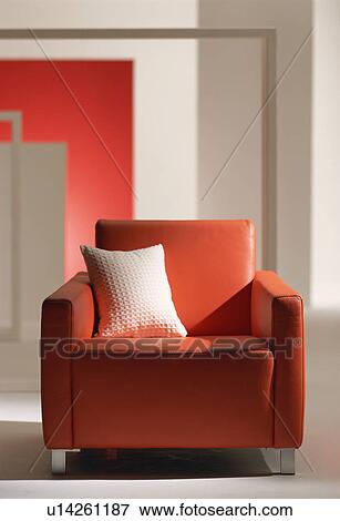 Stock Photo - Red armchair in modern room. Fotosearch