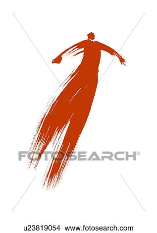 Red Ink Illustration, Jumping Up View Large Photo Image Picture - Red Ink Illustration, Jumping Up. Fotosearch