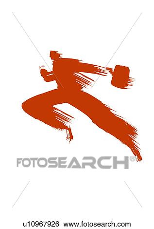Stock Photograph - Red Ink Illustration, Running Fast. Fotosearch