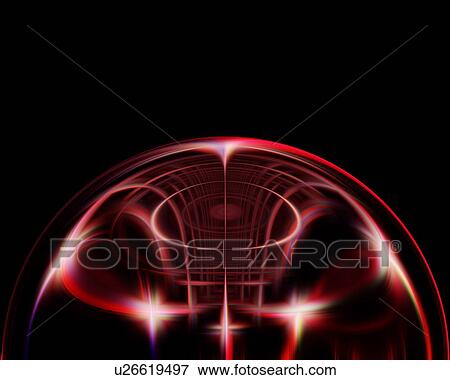 Stock Photo - Red light beams, computer graphic, black background. Fotosearch