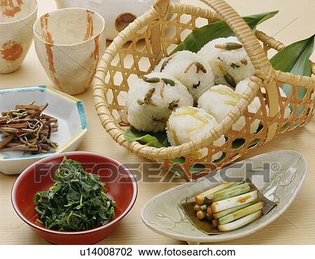 Rice ball with edible wild plants View Large Photo Image Stock Image - Rice ball with edible wild plants. Fotosearch