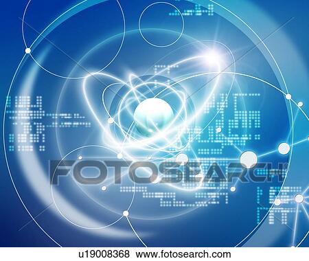 Stock Photo - Rings of light orbiting spheres. Fotosearch