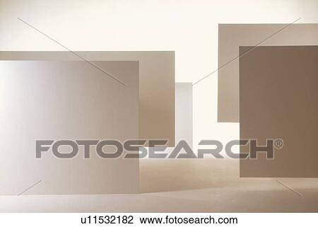 Stock Image - Room with beige wall segments. Fotosearch