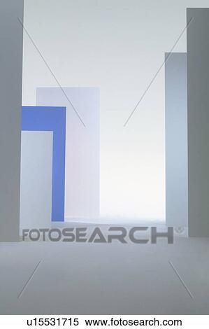 Stock Photography - Room with white and blue wall segments. Fotosearch