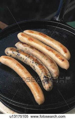 Sausages grilled on pan View Large Photo Image Stock Photography - Sausages grilled on pan. Fotosearch
