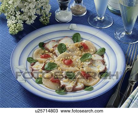 Scallop and Octopus Carpaccio View Large Photo Image Stock Image - Scallop and Octopus Carpaccio. Fotosearch