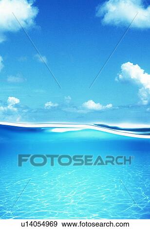 Scenic view of the ocean View Large Photo Image Stock Photo - Scenic view of the ocean. Fotosearch